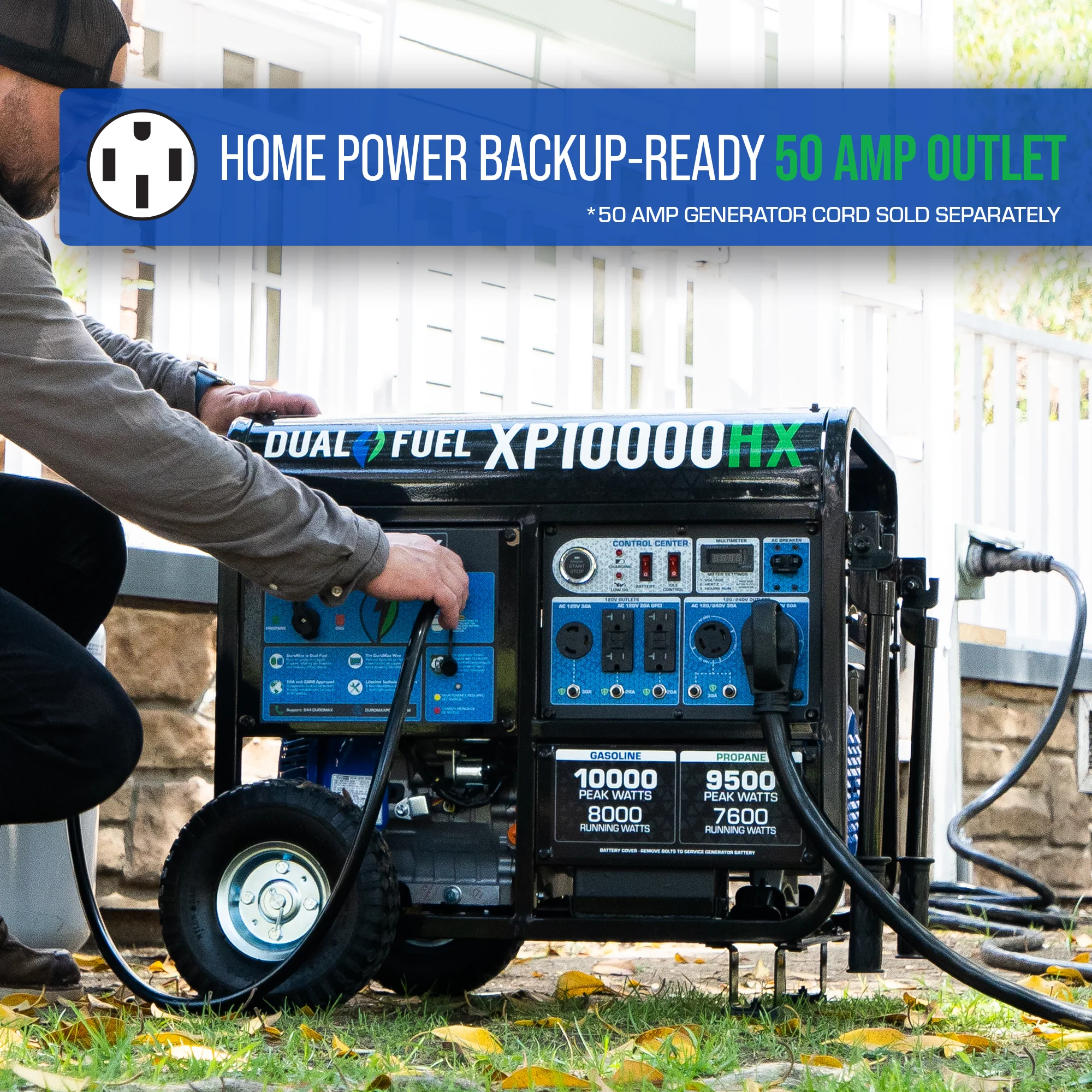 10,000 Watt Dual Fuel Portable HX Generator w/ CO Alert - Image 6