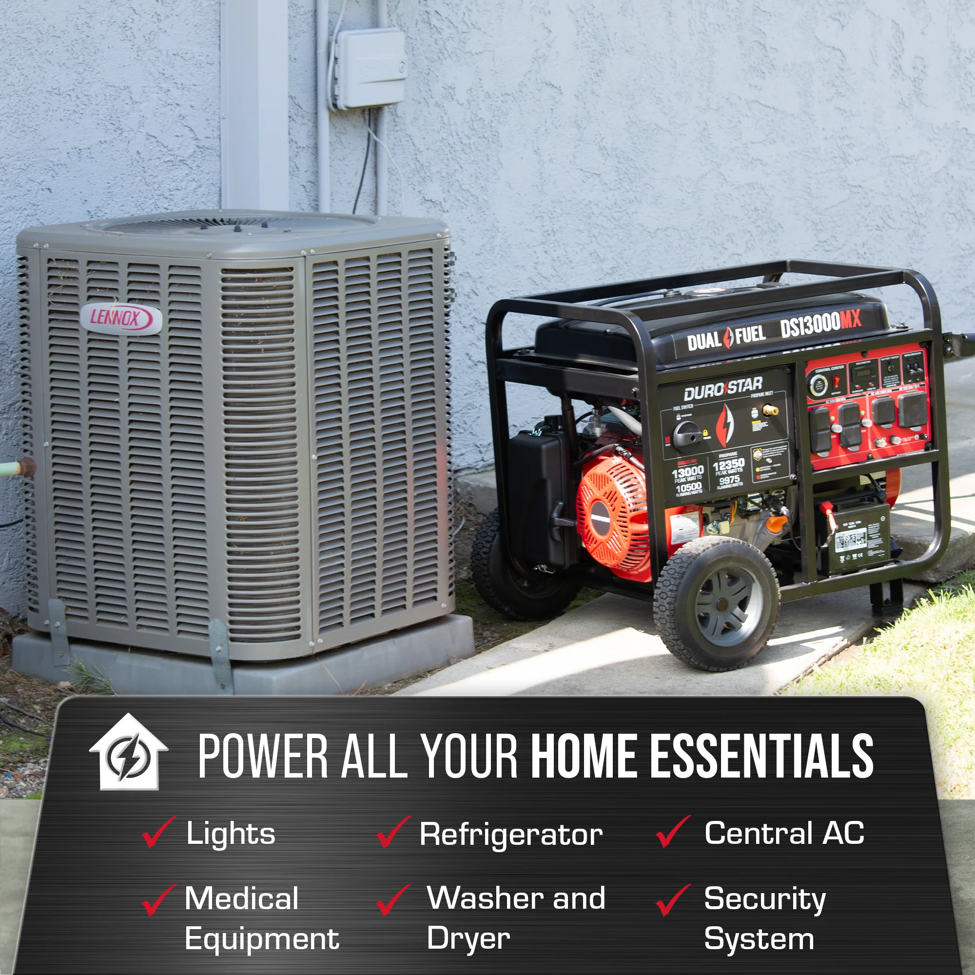 13,000 Watt Dual Fuel Portable Generator w/ CO Alert - Image 6
