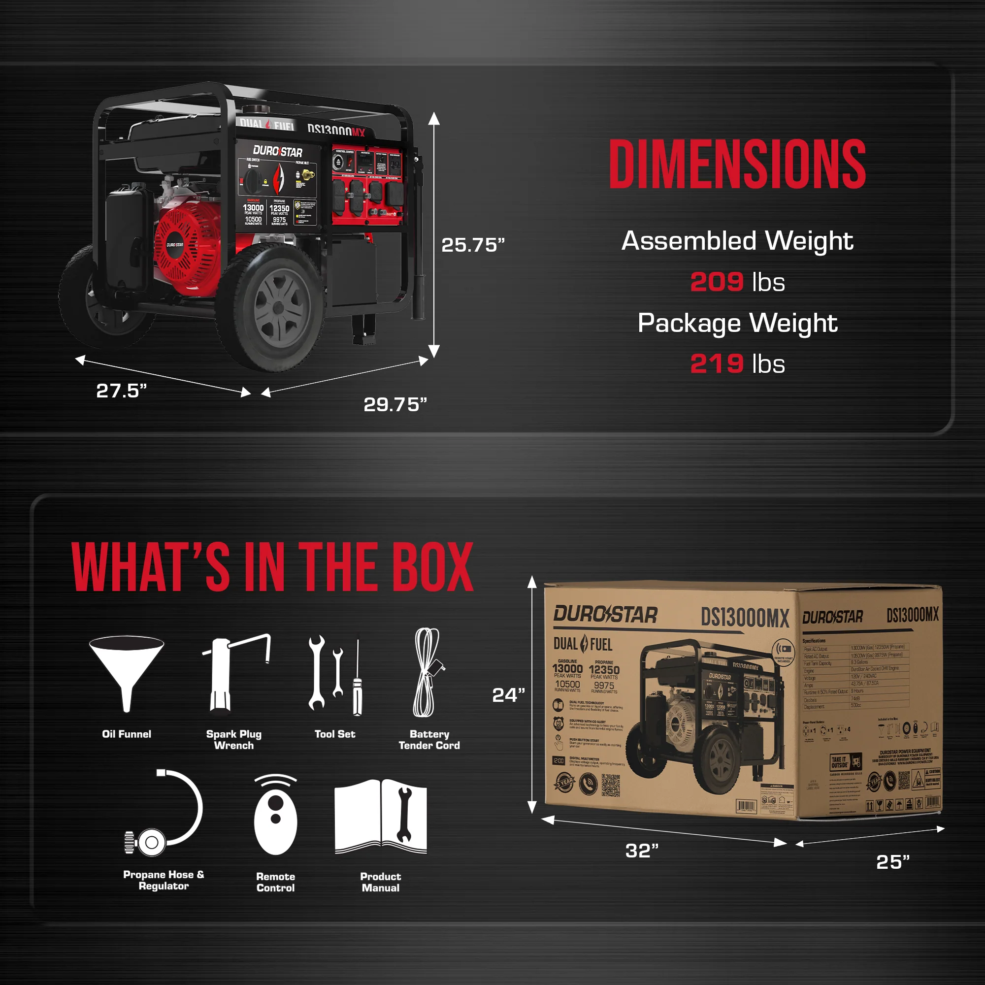 13,000 Watt Dual Fuel Portable Generator w/ CO Alert - Image 8
